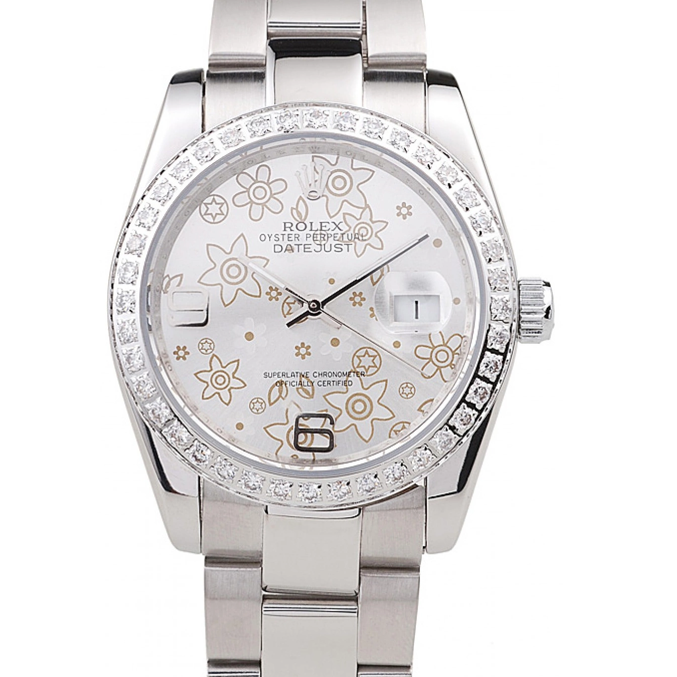 Aaa replica watch Silver Steel Plated Datejust Polished Rolex Flowers Stainless 98081 Dial Diamond 0630